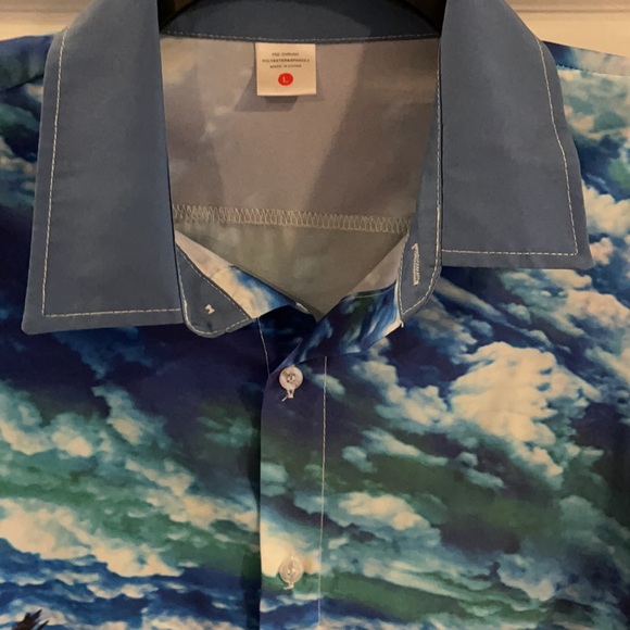 Men’s Hawaiian button down collared shirt size large sunset motif - Picture 3 of 10